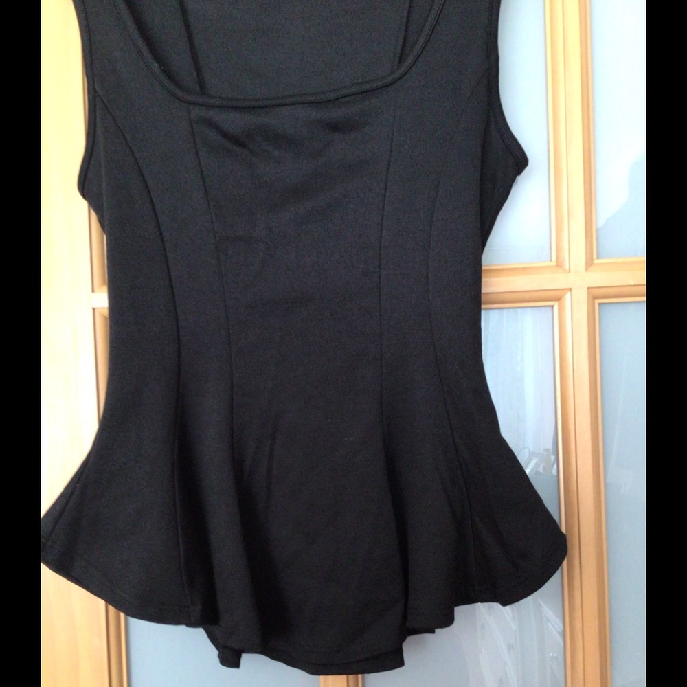 Black Square Neck Top